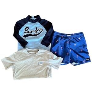 Boys 7–8 Summer Bundle Abercrombie Trunks, Gymboree Rashguard, Southern Tide Tee
